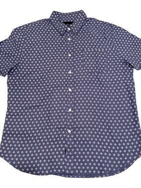 Rails Blue Geo Diamond Fairfax Collared Cotton Button Up Shirt Sz L